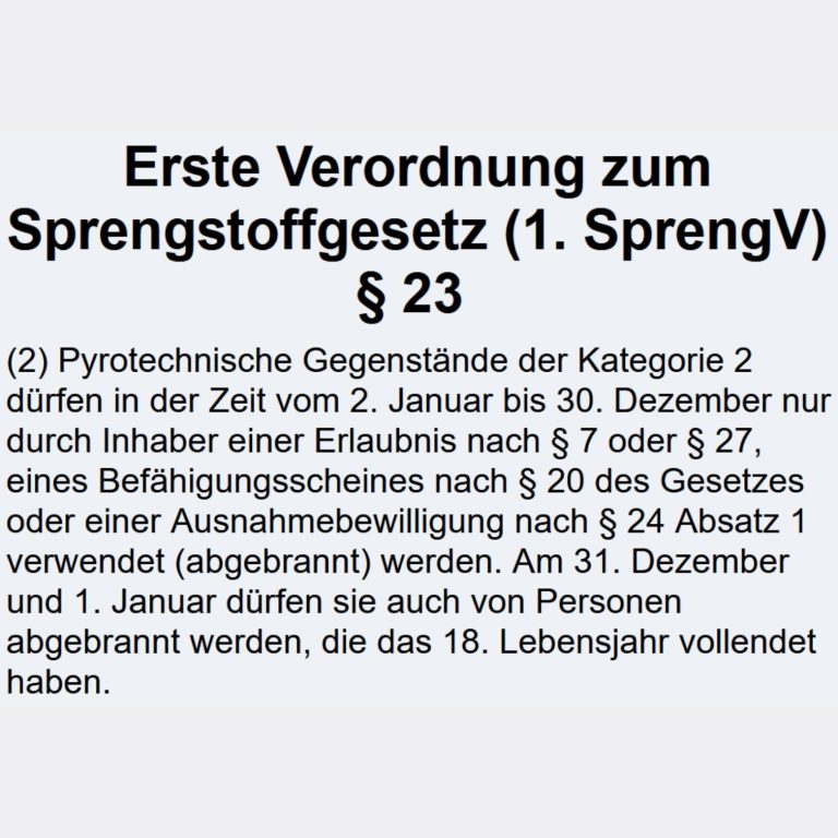zeitliche Beschränkung Zünden F2 Feuerwerk